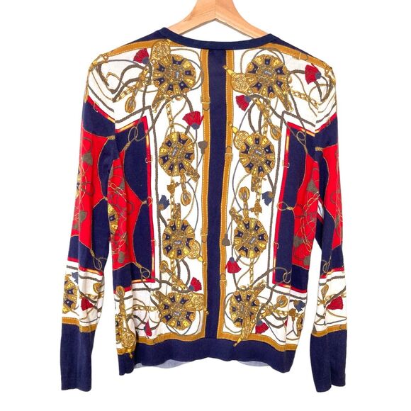 Talbots Status Print Charming Button Cardigan Sweater Size LP - Picture 4 of 11